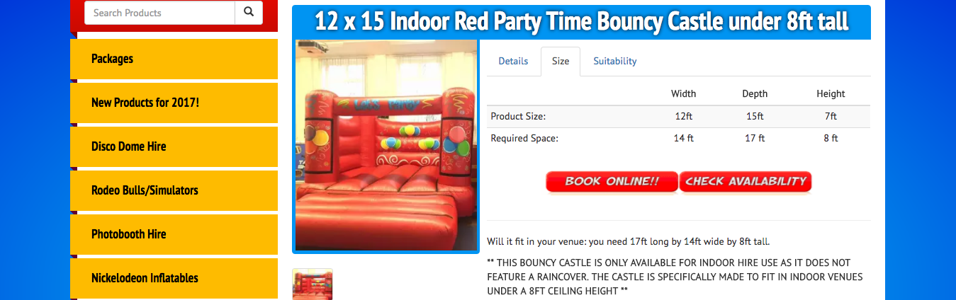 Bouncy castle hire for indoor parties Low height indoor bouncy castle hire