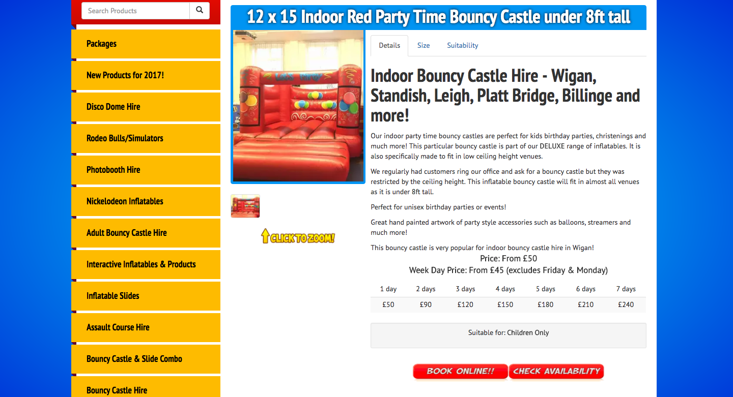 Indoor bouncy castle product This image shows one of Bounce-N-Go's indoor bouncy castles available to hire throughout the North-West region
