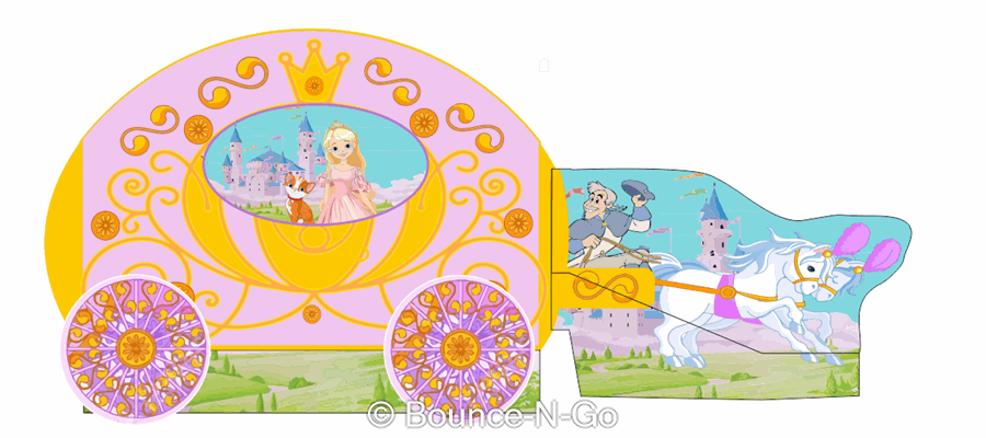 One of our latest new products to hire, a wonderful, magical princess bouncy castle with attached inflatable side slide.